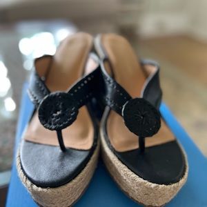 Jack Rogers Rowan Wedge Black NIB